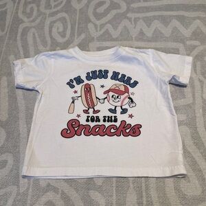 Just Here For The Snacks Baseball & Hot Dog T-Shirt 24m
